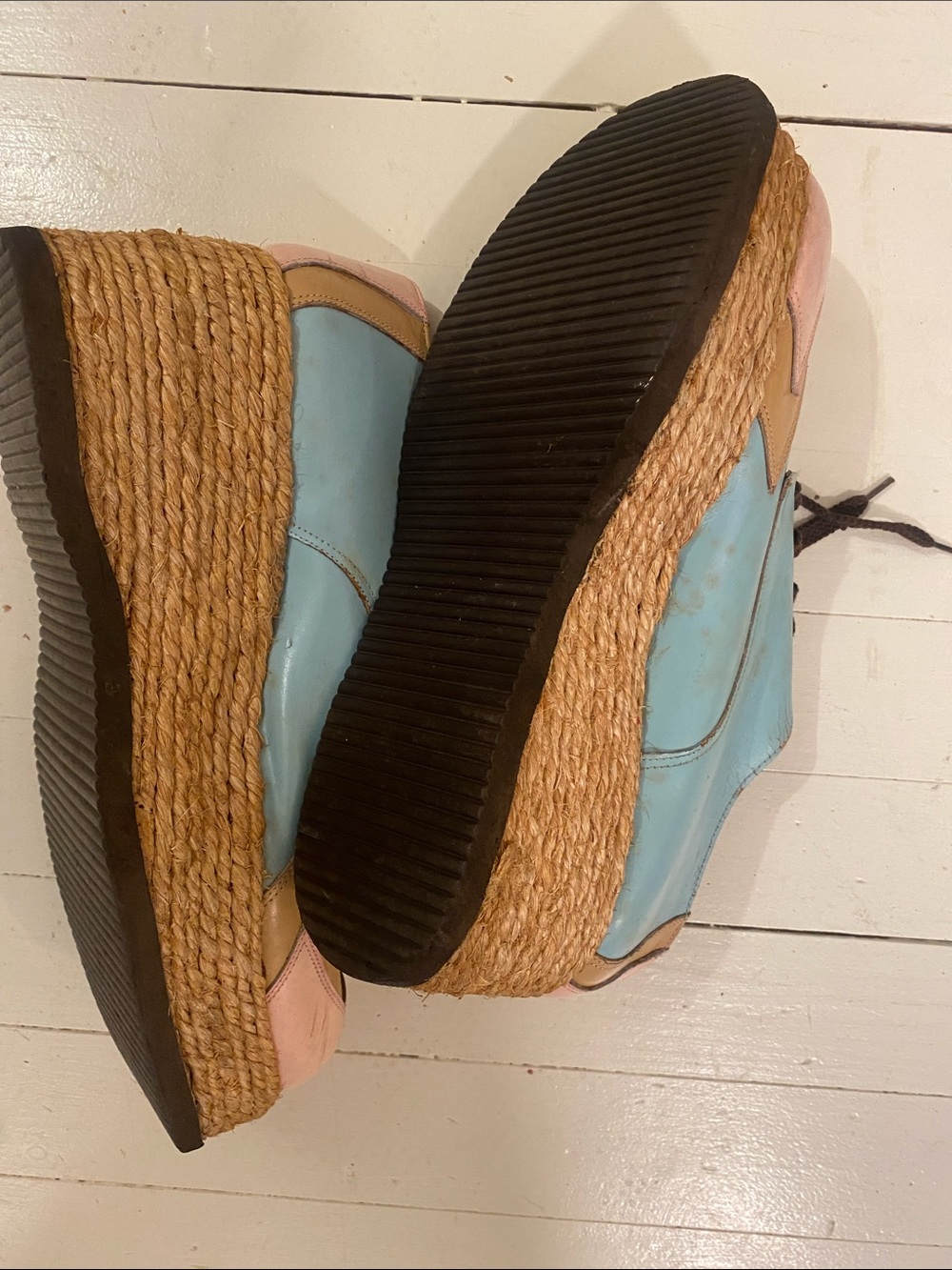 Blue and Pink Platform Espadrille Oxfords to - Picture 3 of 3
